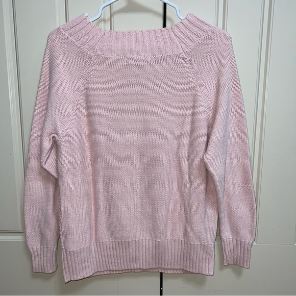 Chaps Light Pink Cable Knit Boat Neck Cotton Sweater Size Small - Picture 6 of 7